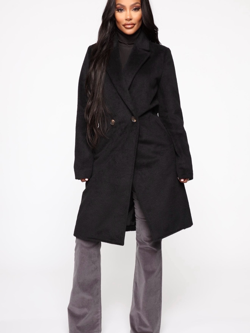 Classic Black Women's Wool Coat